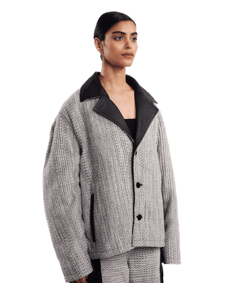 "Elvis in Lahore" leather paneled jacket