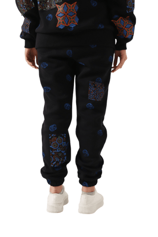 Patchwork block print sweatpants
