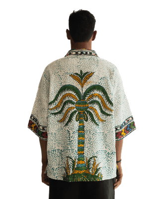 "Eternal forest" hand block print button-down