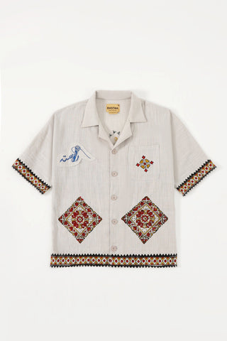"Mercer nights" block print button-down