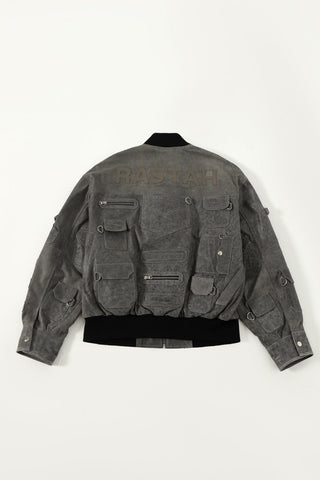 "Midnight train" leather bomber jacket