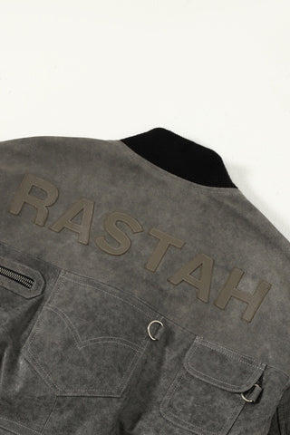 "Midnight train" leather bomber jacket