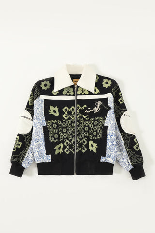"Calabasas" block print bomber
