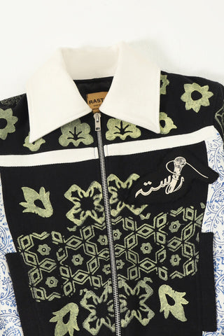 "Calabasas" block print bomber