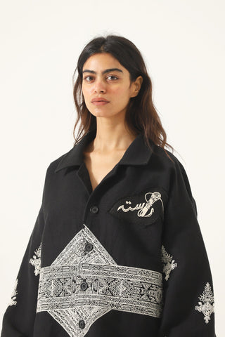 "Mulholland" hand-embroidered lightweight jacket