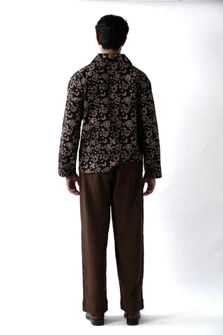 Dark Brown Ajrak Panel Shirt