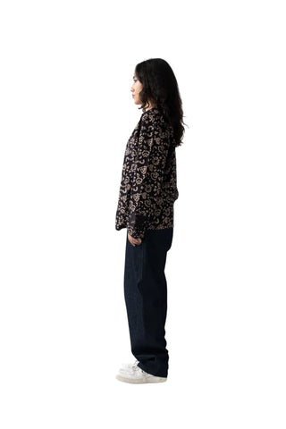 Dark Brown Ajrak Panel Shirt