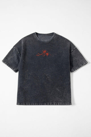 "MAN IN THE DARK" HAND PRINTED GREY T SHIRT - Rastah