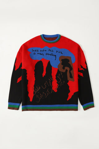"This means something" jacquard knit sweatshirt
