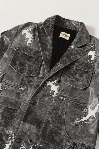 "After hours" hand-embroidered leather trench coat