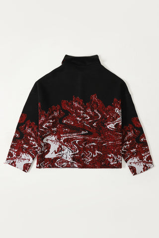 "Molten magma" jacquard knit cardigan