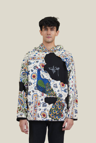 Distressed Block Print Chaadar Hoodie - Rastah