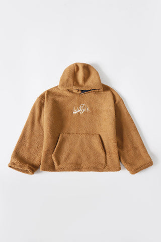 Brown sherpa logo hoodie