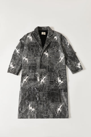 "After hours" hand-embroidered leather trench coat