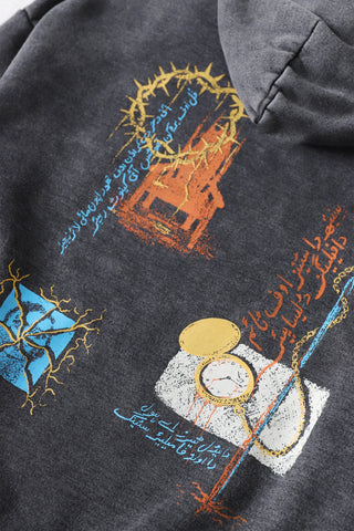 "Sweet friend" grey acid wash hoodie