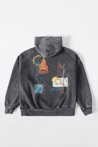 "Sweet friend" grey acid wash hoodie