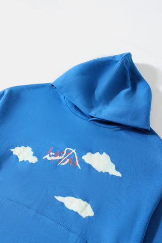 "Learning to fly" sky blue hoodie