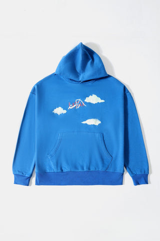 "Learning to fly" sky blue hoodie