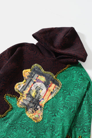 "Past of healing" hand block printed hoodie