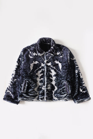 "Distortion" printed sherpa jacket