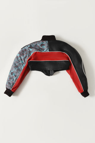 Block printed leather crop top
