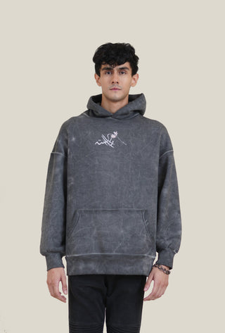Grey Marble Wash Rooster Patch Hoodie - Rastah
