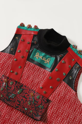 Hand embellished leather vest