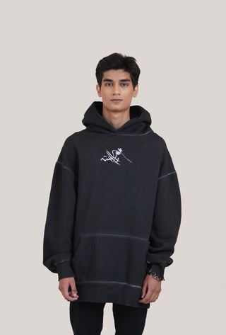 Black Oil Wash Vintage Hoodie - Rastah