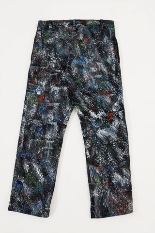 "RACING MIND" HAND PRINTED DENIM TROUSERS - Rastah