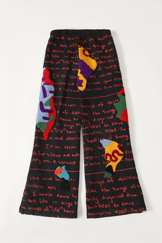 "Mindfullness" embroidered denim pants