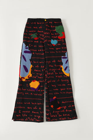 "Mindfullness" embroidered denim pants