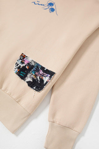 "WEEPING MAN" HAND PRINTED BEIGE HOODIE - Rastah