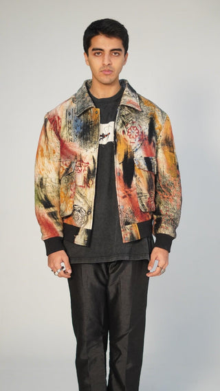 “LOST IN TRANSLATION” Abstract block-print Bomber jacket - Rastah