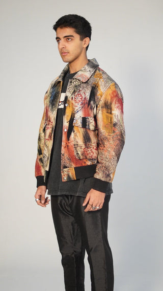 “LOST IN TRANSLATION” Abstract block-print Bomber jacket - Rastah
