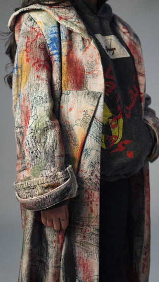 Hand Block Printed Pleated Long Coat - Rastah
