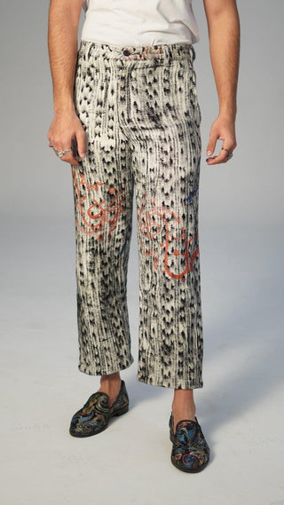 Motion Blur Block Print Hand-Woven Pant - Rastah