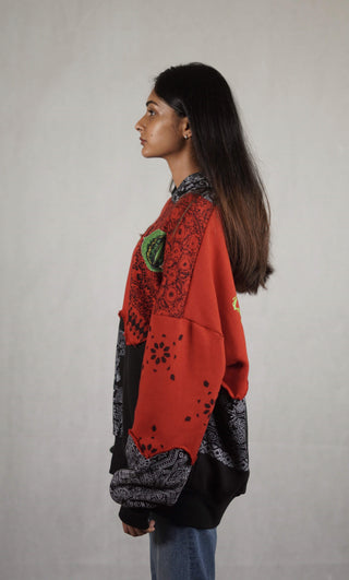 Hand Block Printed "Lost Eyes" Hoodie - Rastah
