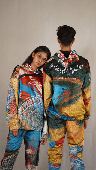 Hand Block Printed "RAVE" Velvet Hoodie - Rastah