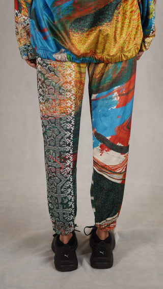 Hand Block Printed "RAVE" Velvet Sweatpants - Rastah