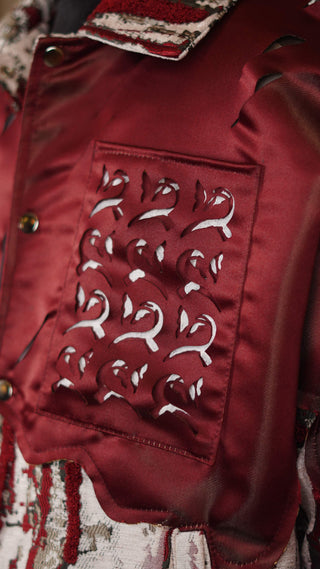 Silk and Jacquard Distressed Panel Jacket - Rastah