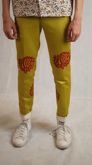 Lime green block printed trousers - Rastah
