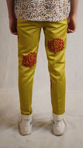 Lime green block printed trousers - Rastah