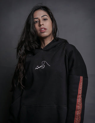 Hand Crafted Unisex Matte Black Mughal Horseback Hoodie - Rastah