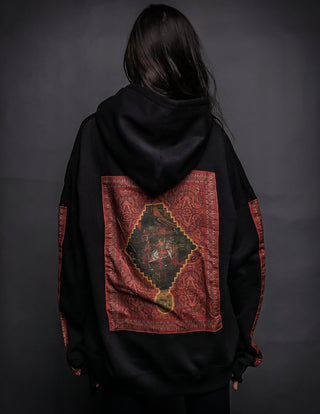 Hand Crafted Unisex Matte Black Mughal Horseback Hoodie - Rastah