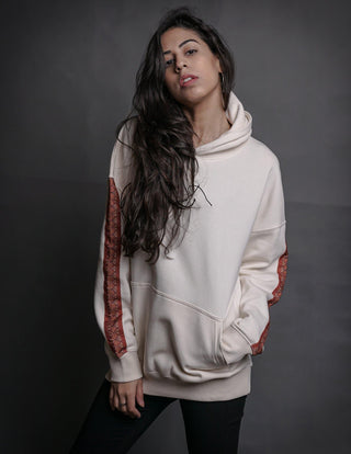 Hand Crafted Unisex Vanilla Creme Mughal Horseback Hoodie - Rastah