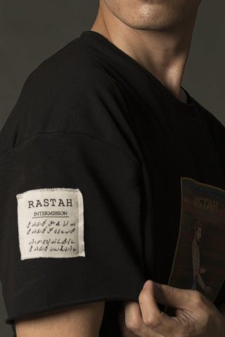 Hand Crafted Unisex Black Mughal Emperor T-Shirt (Cropped Fit) - Rastah