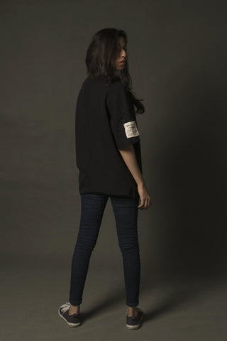 Hand Crafted Unisex Black Mughal Emperor T-Shirt (Cropped Fit) - Rastah