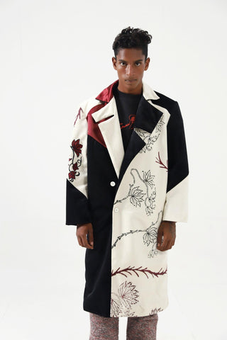 BLOCK PRINTED VELVET LONG COAT - Rastah