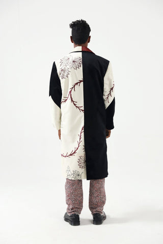 BLOCK PRINTED VELVET LONG COAT - Rastah