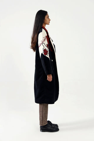 BLOCK PRINTED VELVET LONG COAT - Rastah